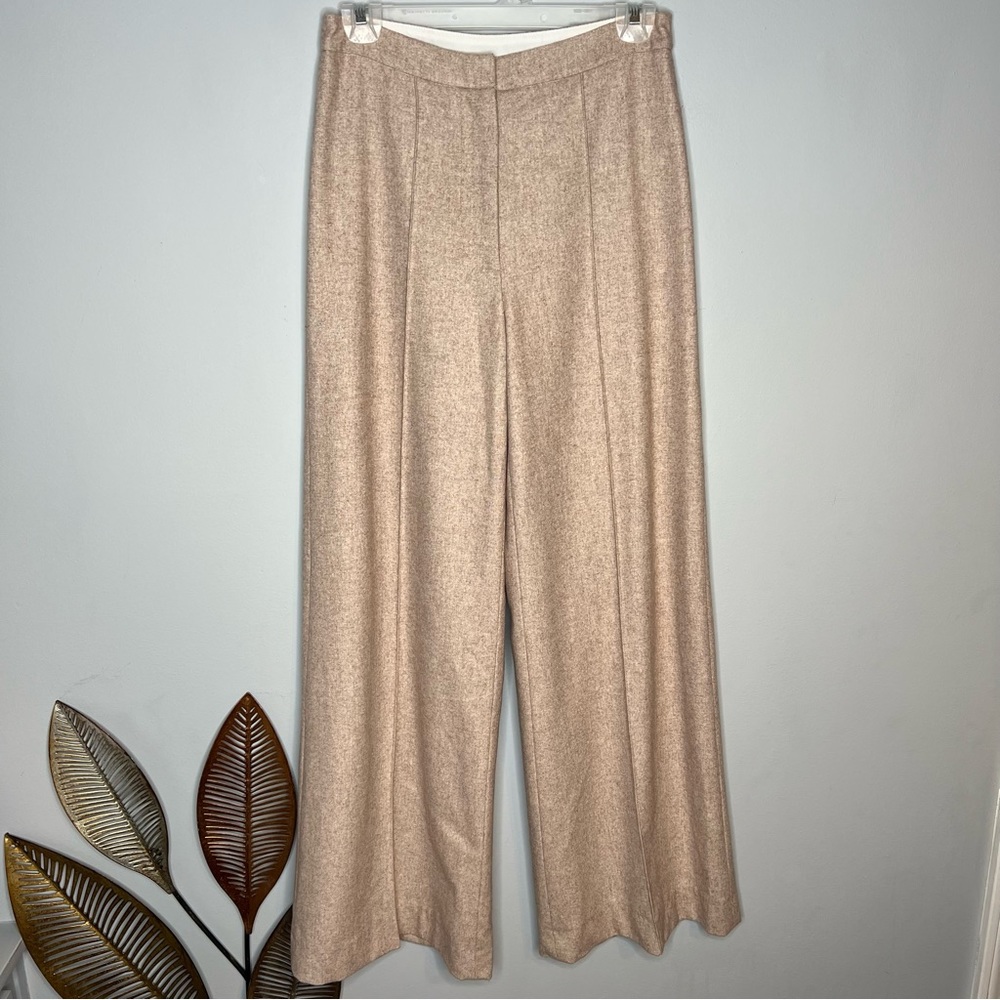 Greylin Cream Wool‎ Blend Wide Leg Pant